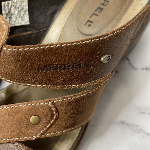 Merrell Luxe Slide Mink Leather Sandals 8 - Picture 4 of 7